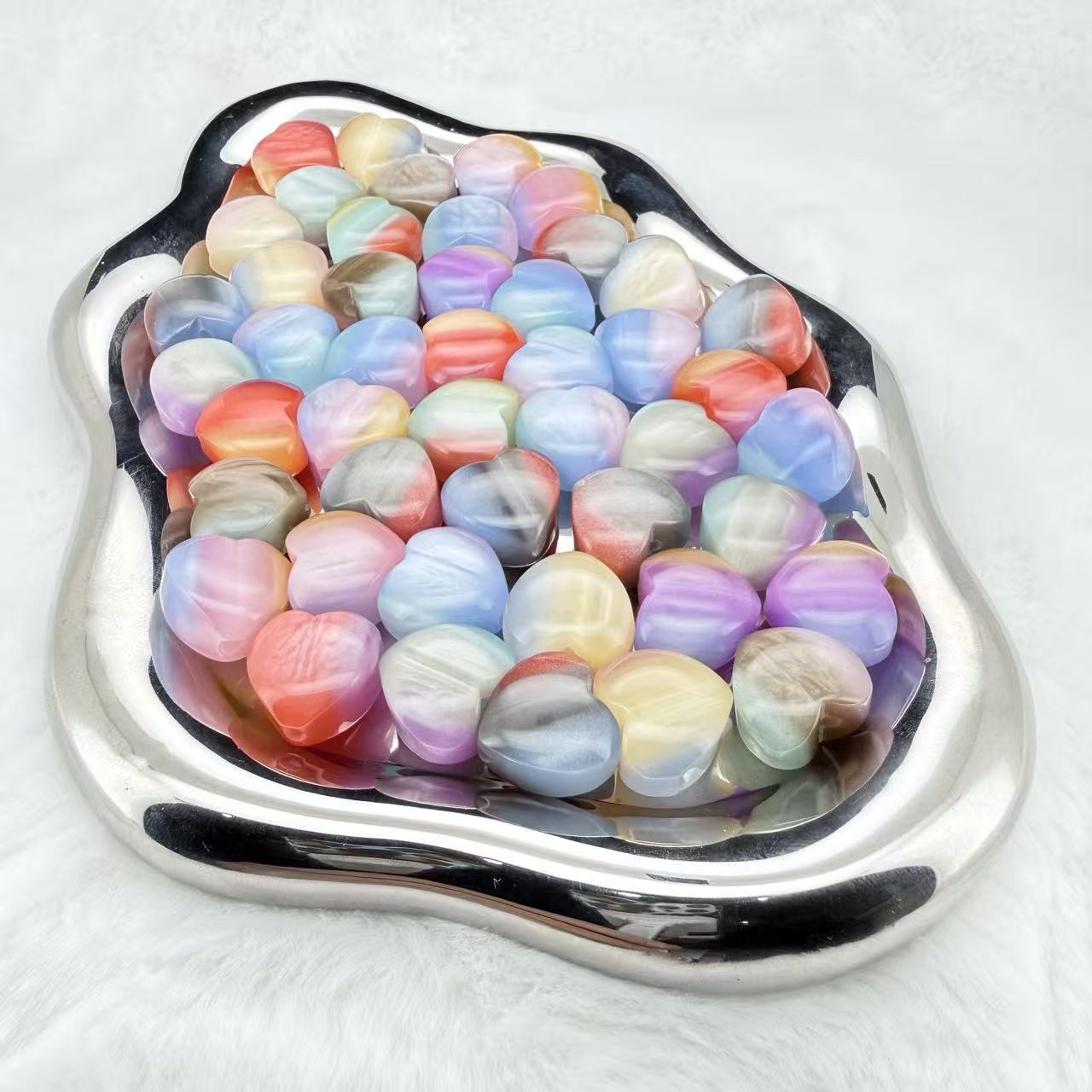 【SHOVEL-SHOVEL】【S21】Stitching Color Love Heart Resin Beads - TikTok Live Opening